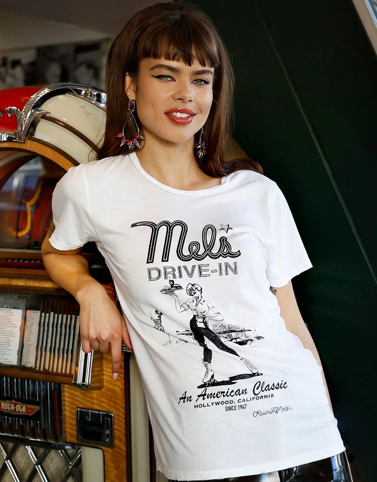Lauren Moshi Wolf Mels Drive-In T-Shirt Wool Fabric Cashmere Fabric Tweed Fabric