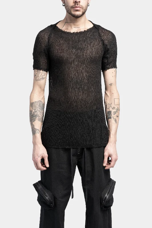 Layered knit t-shirt Rayon Velvet Corduroy
