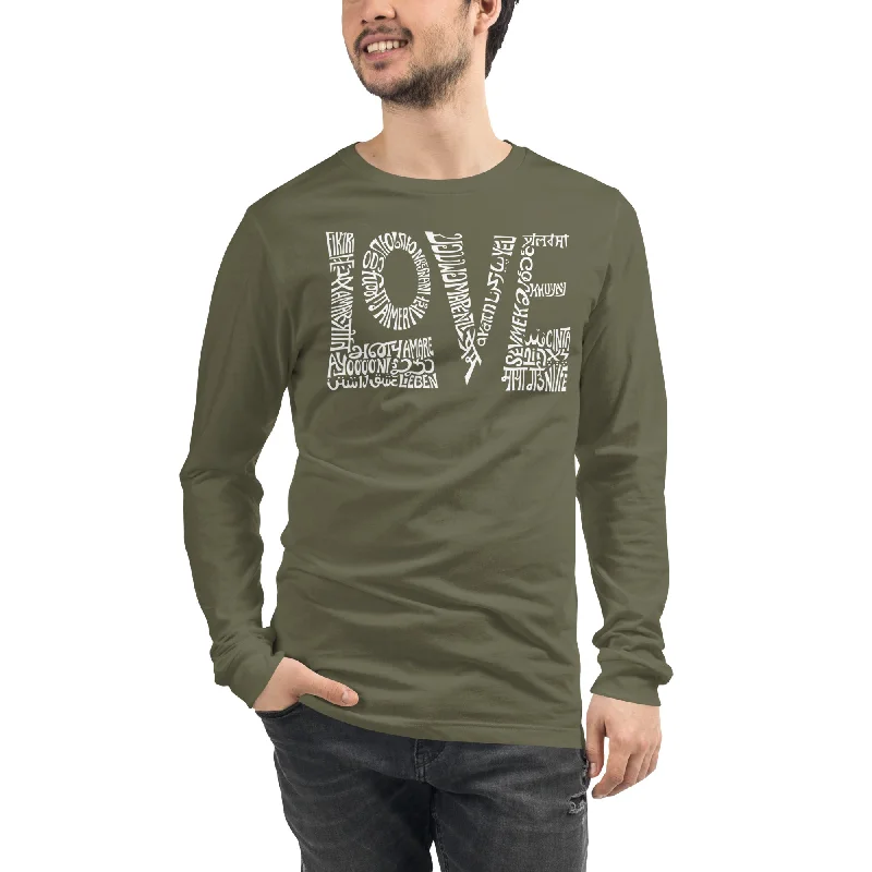 LOVE - Unisex Long Sleeve Tee Chenille Blend Fleece Blend Nylon Blend