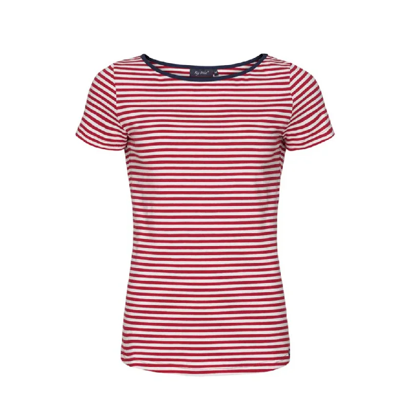 Luella Striped Short Sleeve Tee - SR Red/Pearl Cozy Warm Stylish