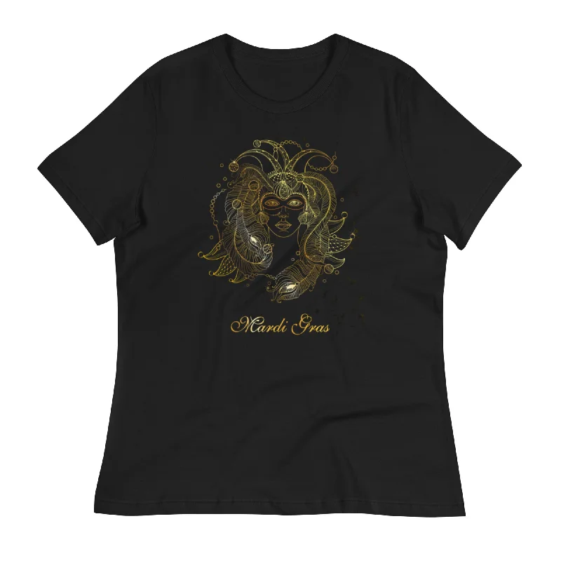Mardi Gras Madam Women's Relaxed T-Shirt Mesh Canvas Denim