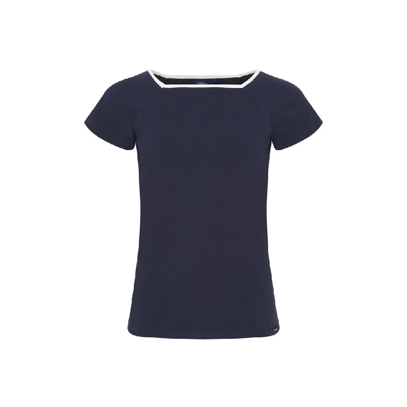 Melanie Solid Short Sleeve Tee - SR Navy Rayon Velvet Corduroy