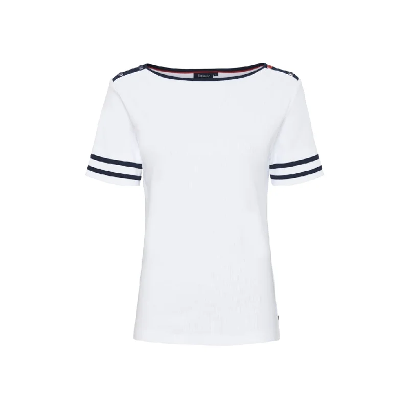 Mimi T-shirt - White Houndstooth Herringbone Solid