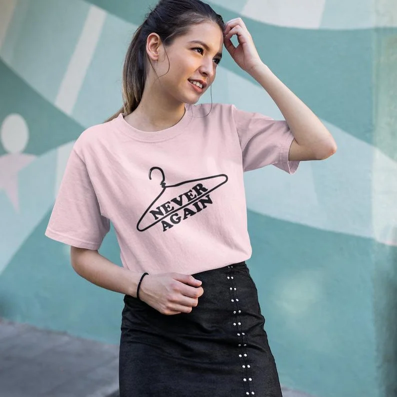 Never Again Pro Choice Abortion Rights T-Shirt Striped Floral Plaid