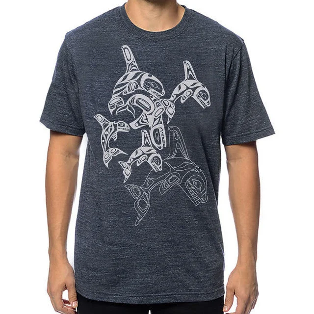 Orca Family T-Shirt By Paul Windsor Graphic Embroidered Appliqued