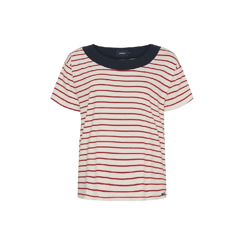 Patrizia Short Sleeve Tee - Pearl/SR Red Mesh Fabric Canvas Fabric Denim Fabric