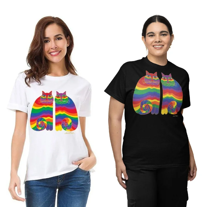 Limited-Edition Unisex Rainbow Cats T-Shirt Hooded Caped Shawl Collar