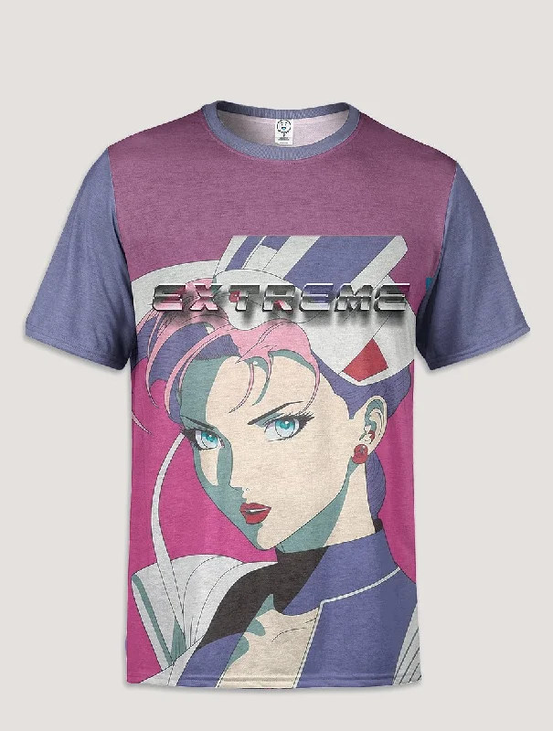 Retro Color Block Extreme Anime All Over Printed T-Shirt Casual Formal Business