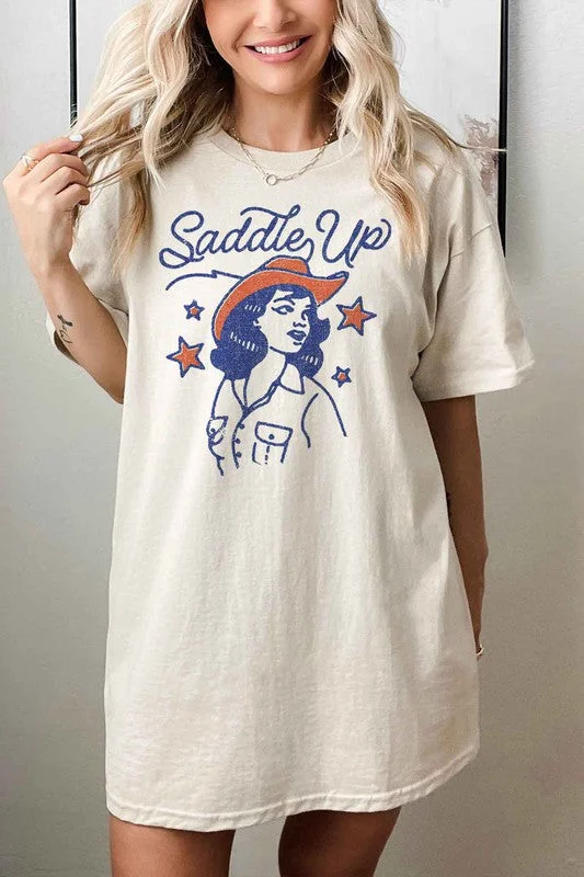 Saddle Up Country Oversized Graphic Tee Cozy Warm Stylish