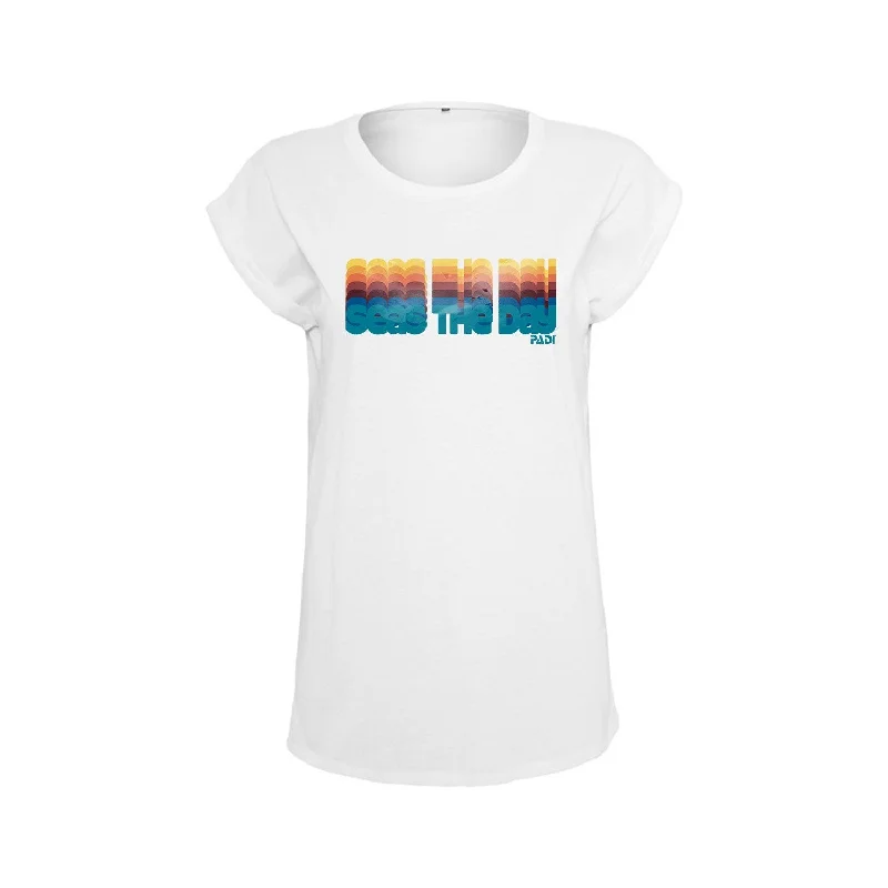 Seas the Day Women's Slouchy Tee V-Neck T-Shirt Long Sleeve Cotton