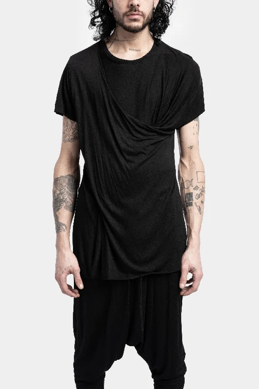 Silk Blend Draped T-Shirt Satin Blend Silk Blend Wool Blend