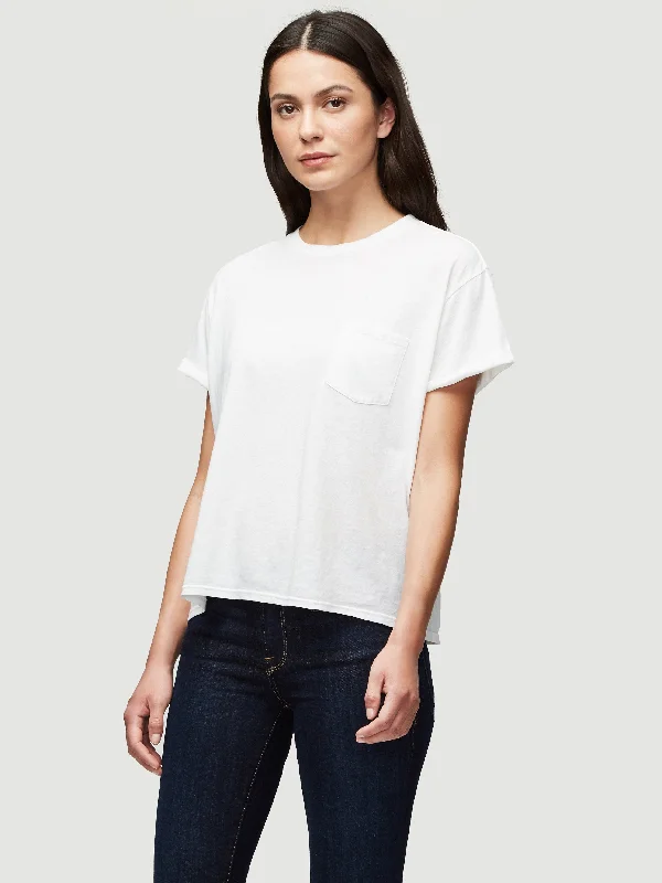 Slouchy Pocket Tee -- Blanc Silk Blend Satin Velvet