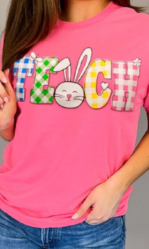 Teach Easter T-Shirt Print Jacquard Patchwork