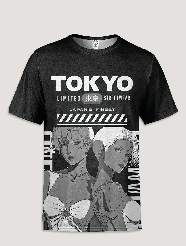 Tokyo Anime Graphic All Over Printed T-Shirt Seamless Knitted Crochet