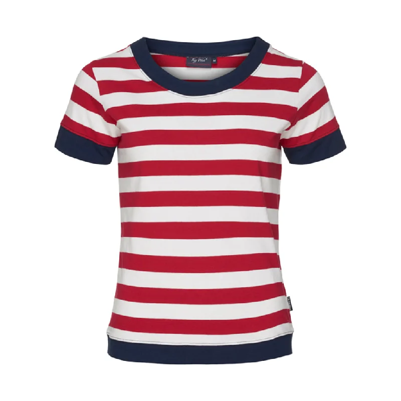 Tonnere Striped Short Sleeve Tee - SR Red/Pearl Sequined Glittery Shiny