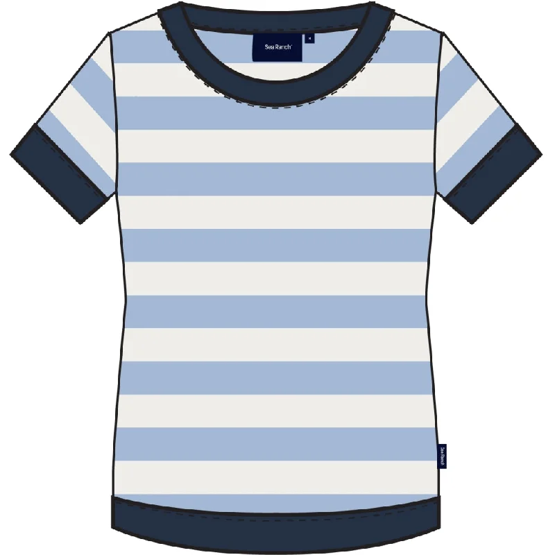 Tonnere Striped Short Sleeve Tee - Pearl / Cashmere Blue Ribbed Striped Patterned