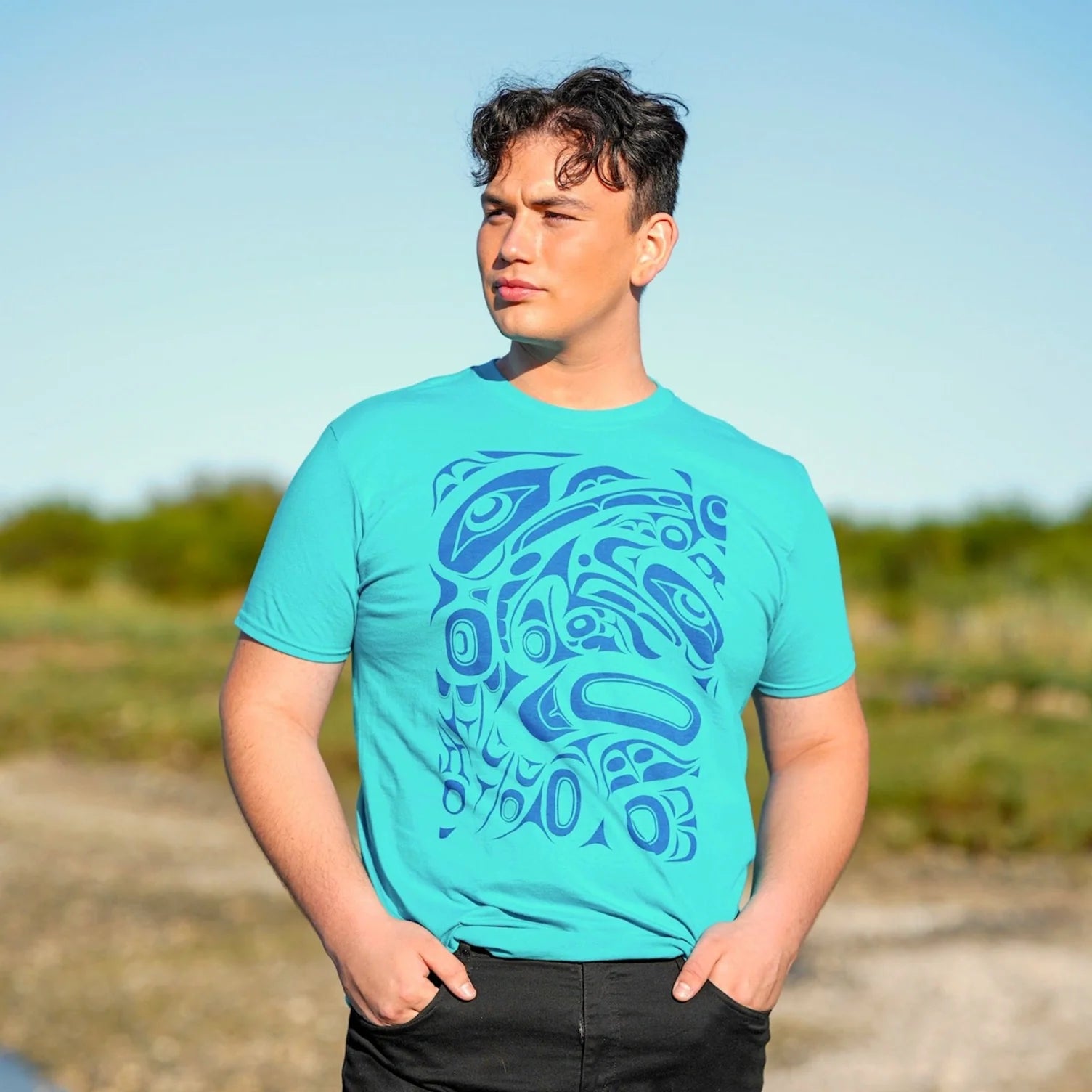 Totem Design HouseTurquoise Unisex Raven & Eagle T-Shirt Mesh Blend Leather Blend Suede Blend Totem Design HouseTurquoise Unisex Raven & Eagle T-Shirt Mesh Blend Leather Blend Suede Blend