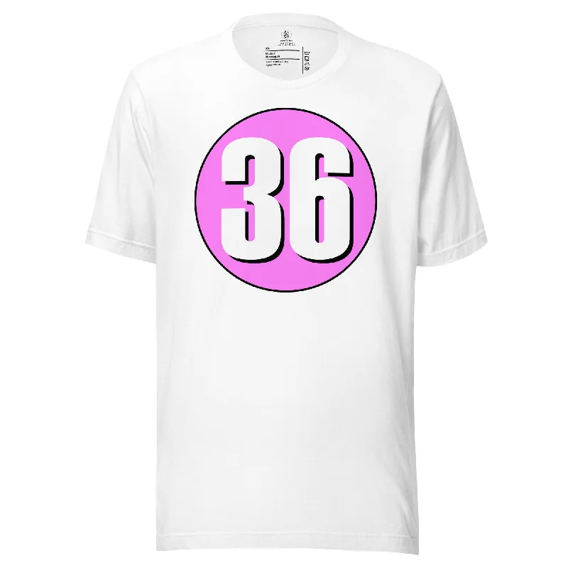 Unisex t-shirt: White on Pink 36 Print Jacquard Patchwork