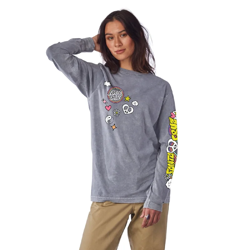 Santa Cruz Women's Whimsical Long Sleeve Crew T-Shirt - Mineral Grey Faux Fur Fabric Real Fur Fabric Shearling Fabric Santa Cruz Women's Whimsical Long Sleeve Crew T-Shirt - Mineral Grey Faux Fur Fabric Real Fur Fabric Shearling Fabric