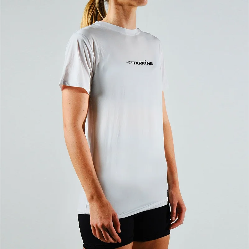 Women's Tarkine Ultra-Eco Run Tee (Tassie Devil White/Thin) Graphic T-Shirt Round Neck Polyester Women's Tarkine Ultra-Eco Run Tee (Tassie Devil White/Thin) Graphic T-Shirt Round Neck Polyester