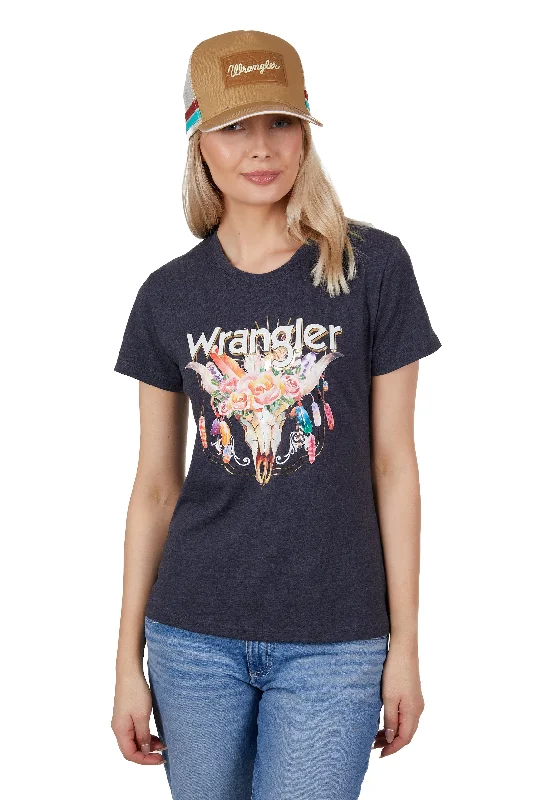 Wrangler Ladies Jade S/S Tee - Charcoal Marle - X4S2598145 Hooded Caped Shawl Collar Wrangler Ladies Jade S/S Tee - Charcoal Marle - X4S2598145 Hooded Caped Shawl Collar