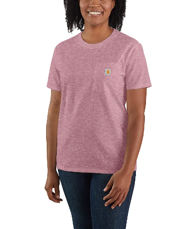 Carhartt Women’s WK87 Short Sleeve Pocket T-Shirt - Foxglove Snow Heather