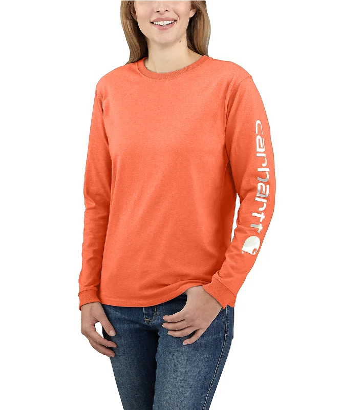 Carhartt Women's Signature Sleeve Logo Long Sleeve T-shirt - Electric Coral