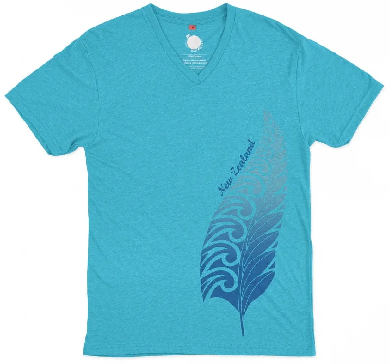 Ladies Fitted Aqua Blue T-Shirt - Silver Fern