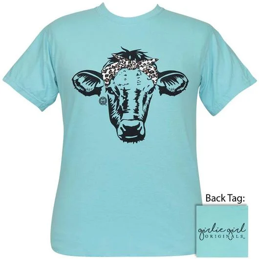 Leopard Bandana Cow T-Shirt - Lagoon Blue