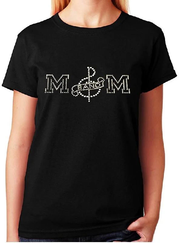 Women's / Unisex T-Shirt with Band Mom with Music Note in Rhinestones