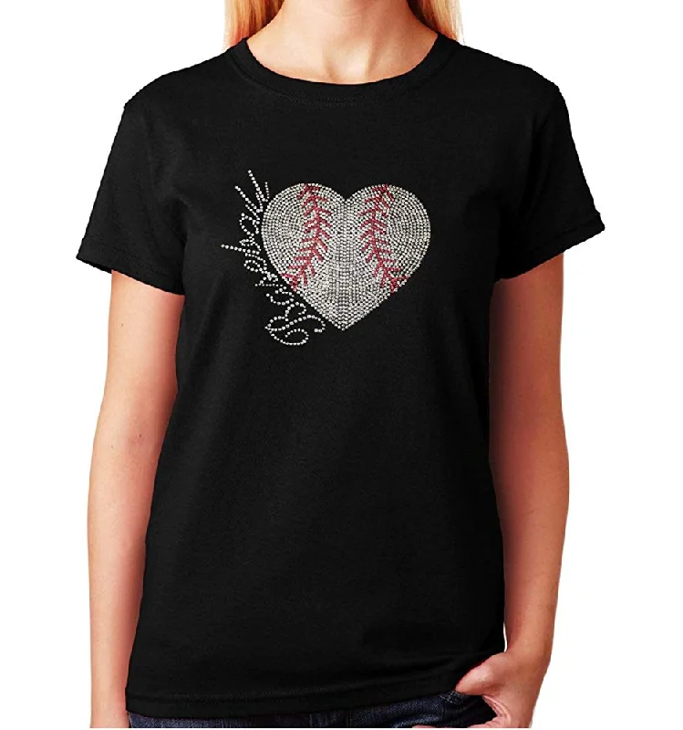 Women's / Unisex T-Shirt with Baseball Heart in Sequence