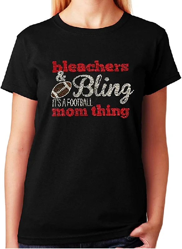 Women's / Unisex T-Shirt with Bleachers & Bling it's A Football Thing in Rhinestones