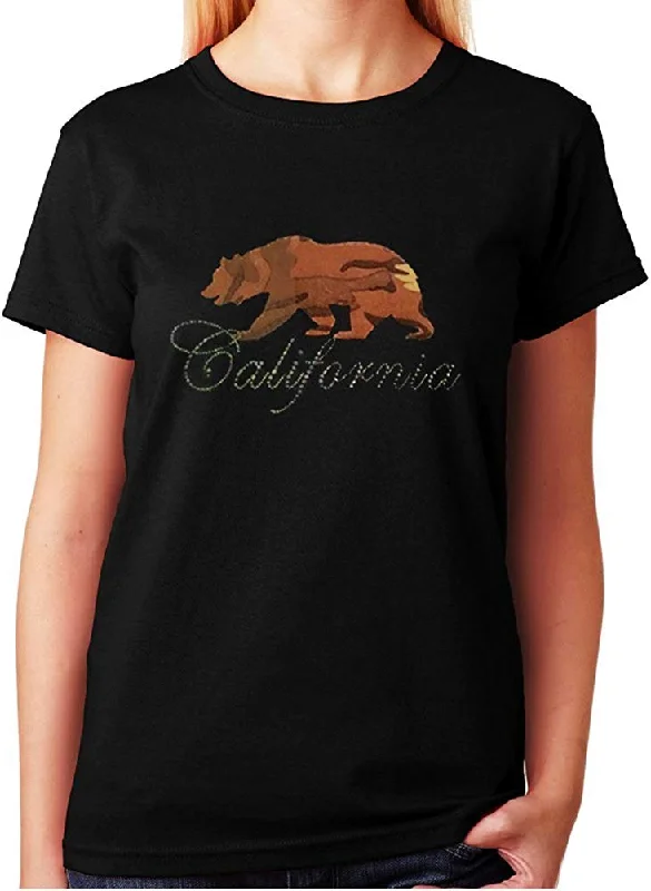 Women's / Unisex T-Shirt with California Bear in Rhinestuds