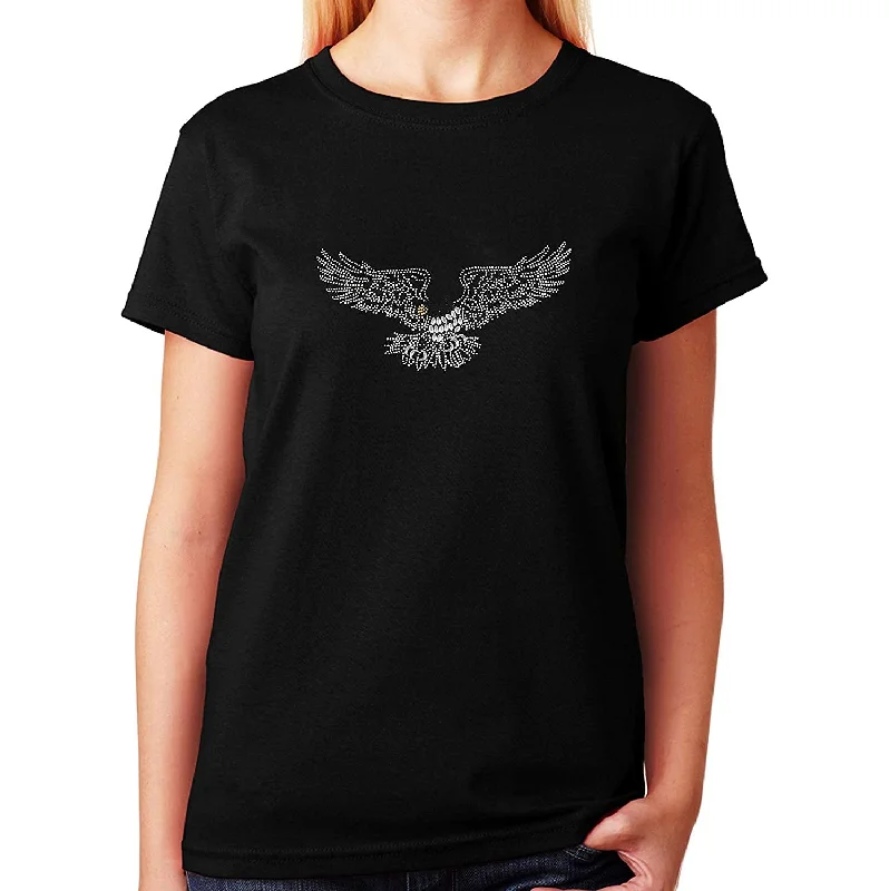 Women's / Unisex T-Shirt with Flying Eagle in Rhinestones