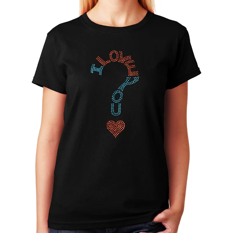 Women's / Unisex T-Shirt with I Love you in Rhinestuds