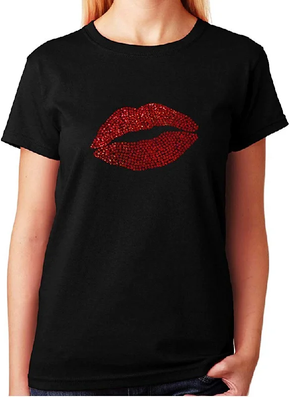 Women's / Unisex T-Shirt with Red Sexy Lip in Sequence