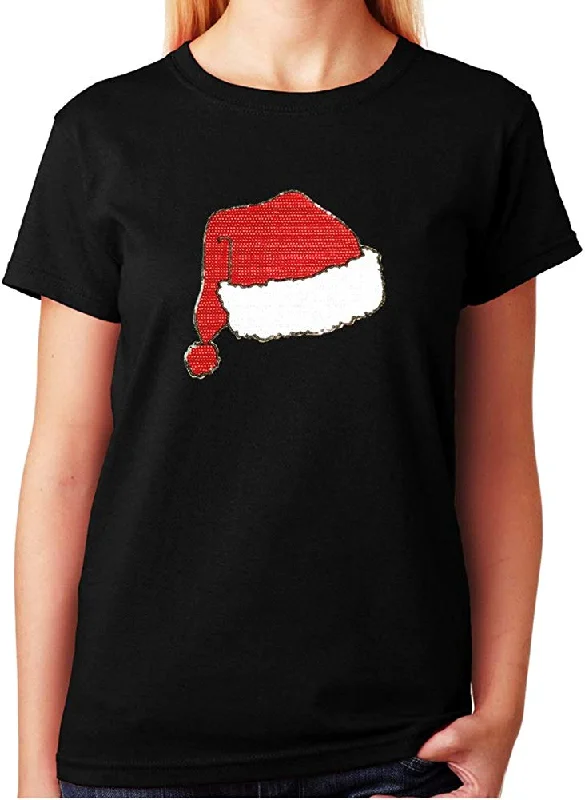 Women's / Unisex T-Shirt with Santa Hat in Sequence