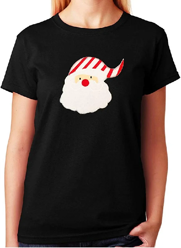 Women's / Unisex T-Shirt with Santa with Candy Cane Hat in Puff Material Patch