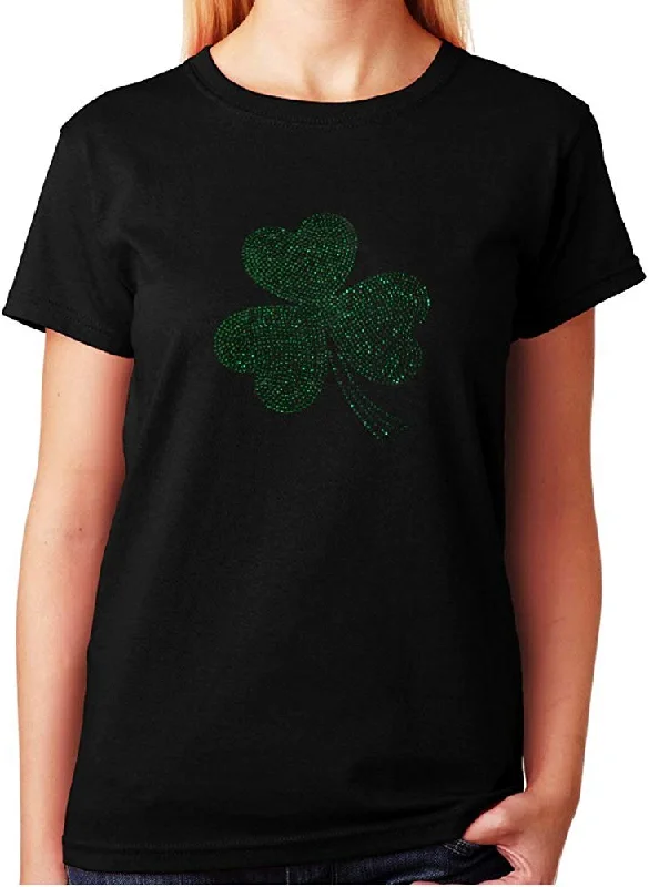 Women's / Unisex T-Shirt with ST. Patrick's Day Clover In Rhinestones