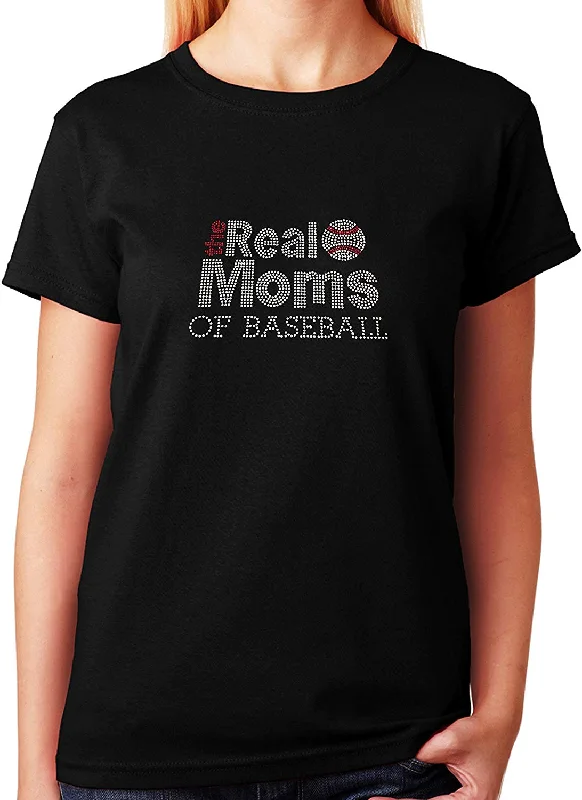 Women's / Unisex T-Shirt with The Real Moms of Baseball in Rhinestones