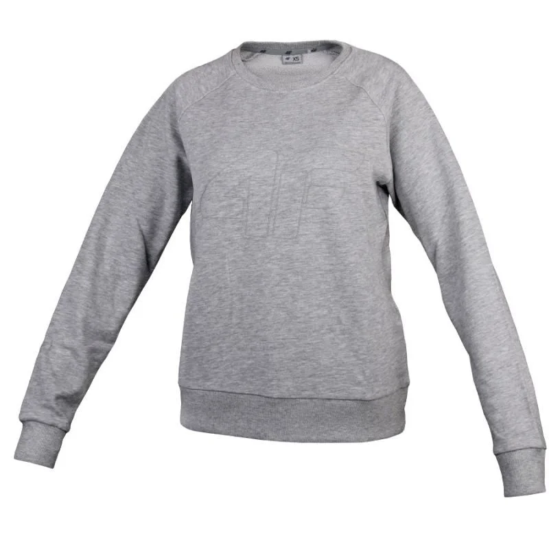 4F Womens Round Neck Jacket - Grey Zippered Front Buttoned Front Snap Front