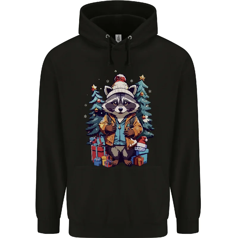 A Cool Christmas Racoon Xmas Mens 80% Cotton Hoodie Hoodie with Double Zipper Versatile Adjustable A Cool Christmas Racoon Xmas Mens 80% Cotton Hoodie Hoodie with Double Zipper Versatile Adjustable