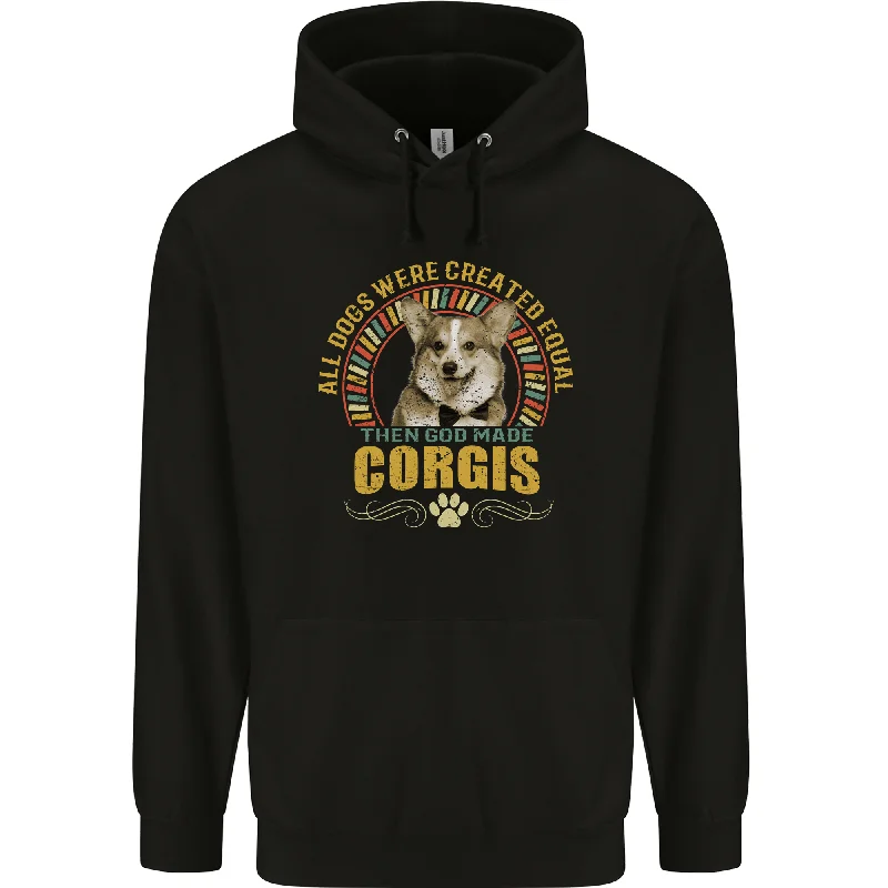 A Corgi Dog Mens 80% Cotton Hoodie Hoodie with High-Low Hem Asymmetrical Trendy