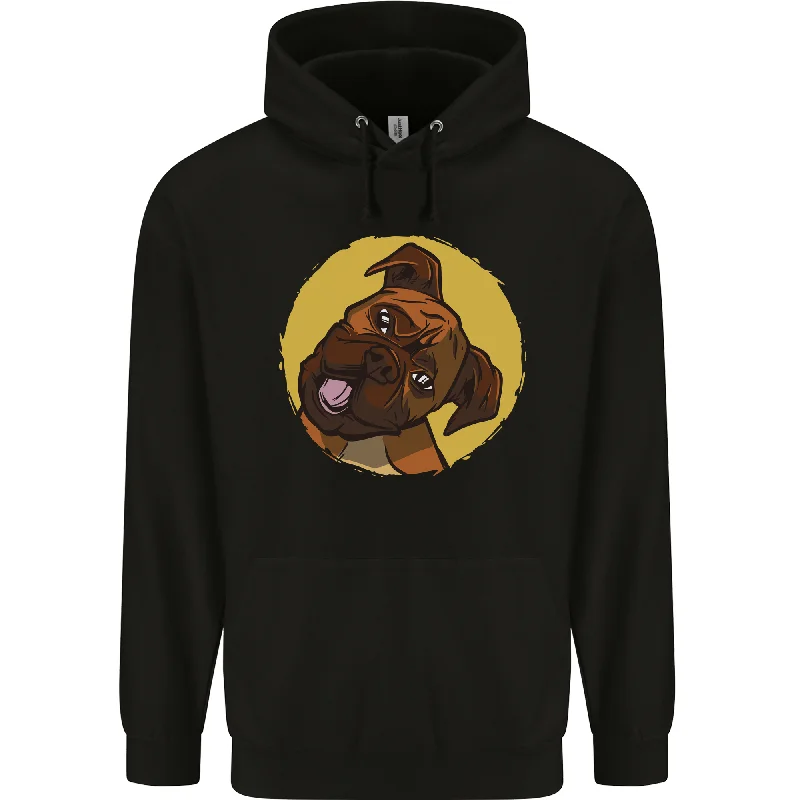 A Cute Boxer Dog Puppy Mens 80% Cotton Hoodie Hoodie with Ribbed Neckline Snug Warm