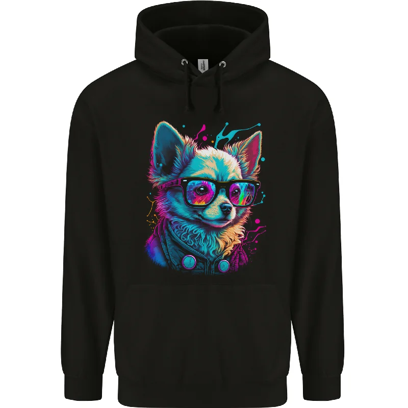 A Cute Chihuahua With Glasses Dog Mens 80% Cotton Hoodie Hoodie with Hem Raw Edge Edgy Unfinished A Cute Chihuahua With Glasses Dog Mens 80% Cotton Hoodie Hoodie with Hem Raw Edge Edgy Unfinished