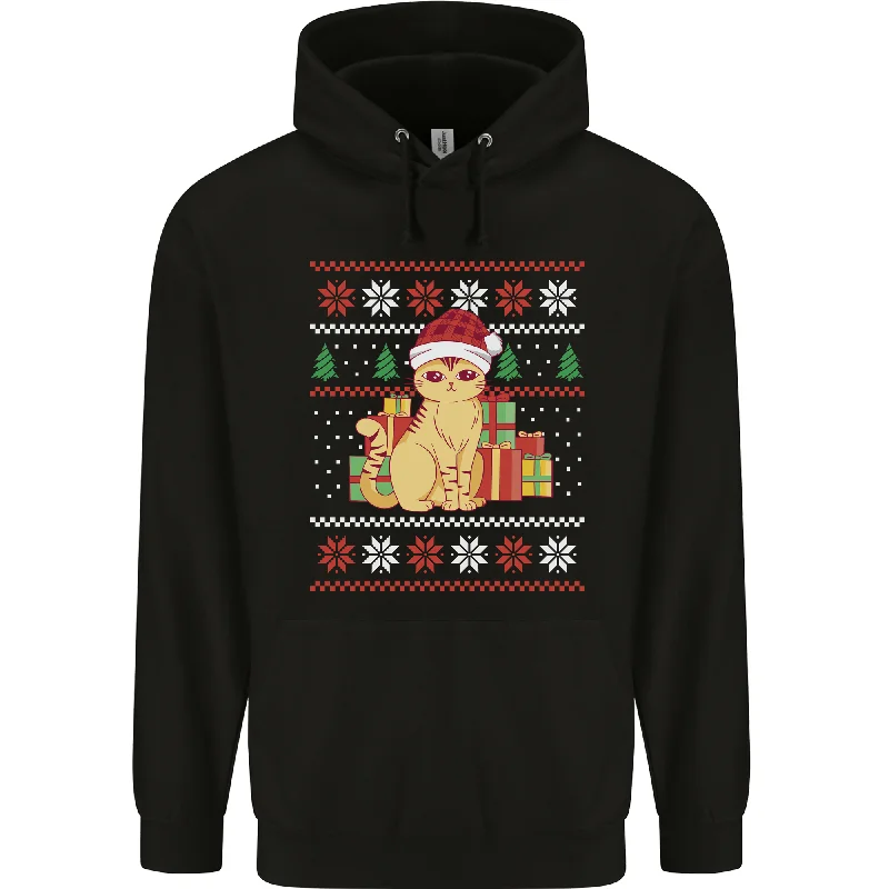 A Cute Christmas Cat With Presents Xmas Mens 80% Cotton Hoodie Cotton Hoodie Fleece Lining Warmth A Cute Christmas Cat With Presents Xmas Mens 80% Cotton Hoodie Cotton Hoodie Fleece Lining Warmth