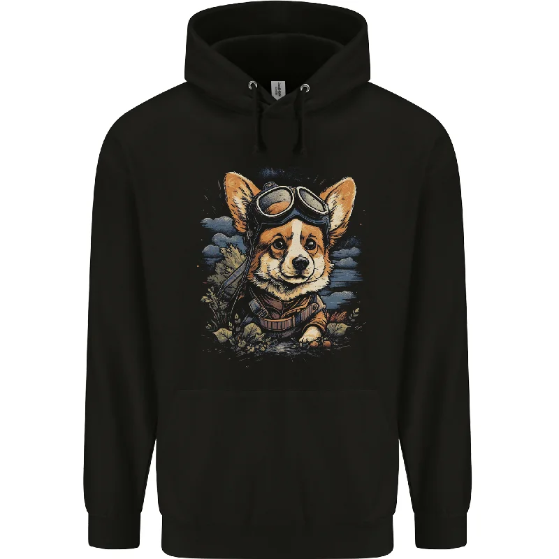 A Cute Corgi Mens 80% Cotton Hoodie Hoodie with Pastel Soft Subtle