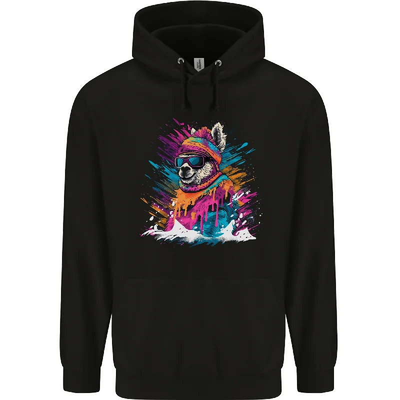 A Cute Lama in the Snow Mens 80% Cotton Hoodie Hoodie with Cuffed Sleeves Snug Secure A Cute Lama in the Snow Mens 80% Cotton Hoodie Hoodie with Cuffed Sleeves Snug Secure