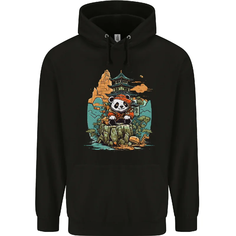 A Cute Panda Bear Mens 80% Cotton Hoodie Hoodie with Snap Buttons Easy Quick