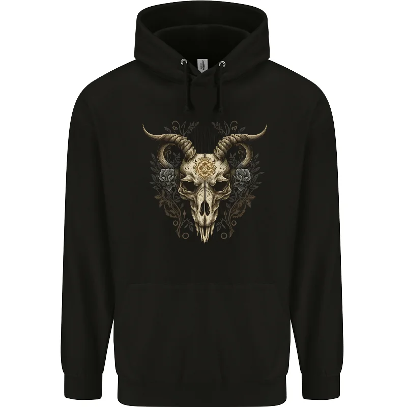 A Ram Skull Gothic Goth Heavy Metal Rock Mens 80% Cotton Hoodie